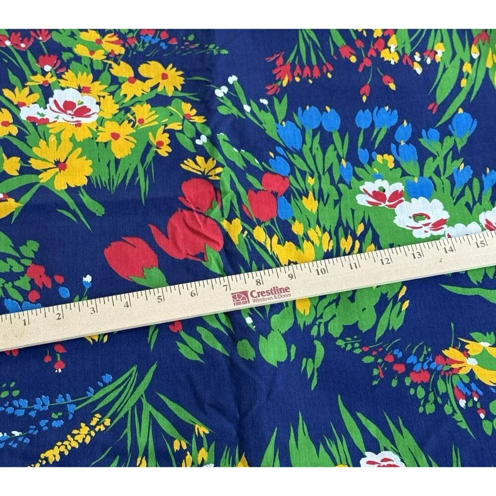 Vtg Leon B Rosenblatt Textile Vibrant Red Yellow Green Blue Floral Garden 96